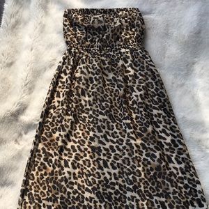Strapless Leopard Maxi Dress